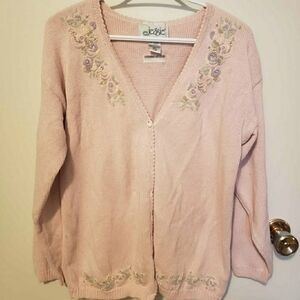 Women's Pink Embroidered Sweater